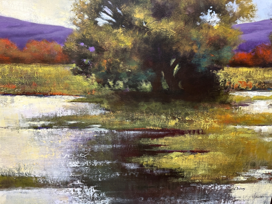  Mixed Media On Canvas Titled 'Purple Sky' Signed Bottom Right, “Williams” (Artist Unidentified) 50' x 38” [Photo 3]