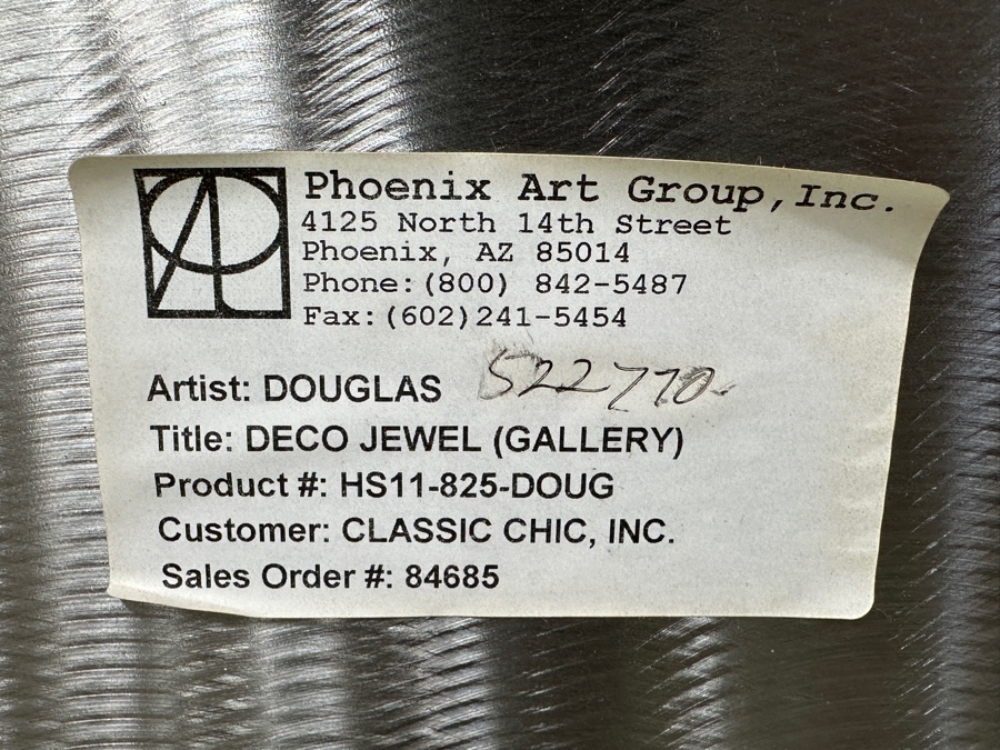 John Douglas (American, Twentieth-Twenty-First Century) Mixed Media On Metal with Resin Titled 'Deco Jewel' 43” x 43” [Photo 10]