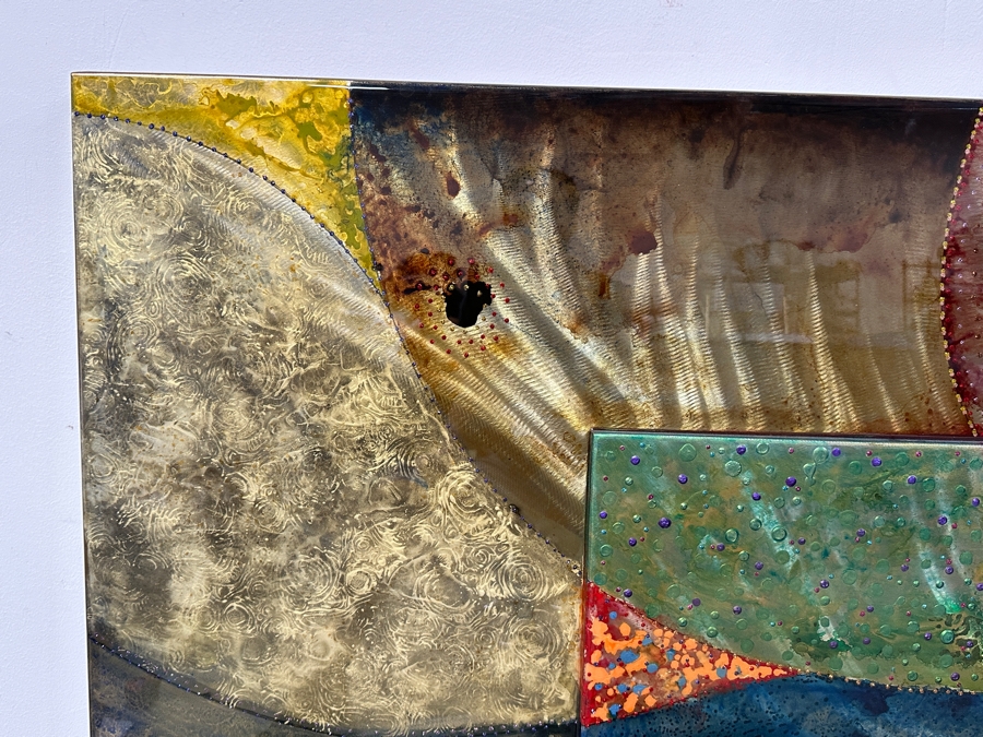 John Douglas (American, Twentieth-Twenty-First Century) Mixed Media On Metal with Resin Titled 'Deco Jewel' 43” x 43” [Photo 5]