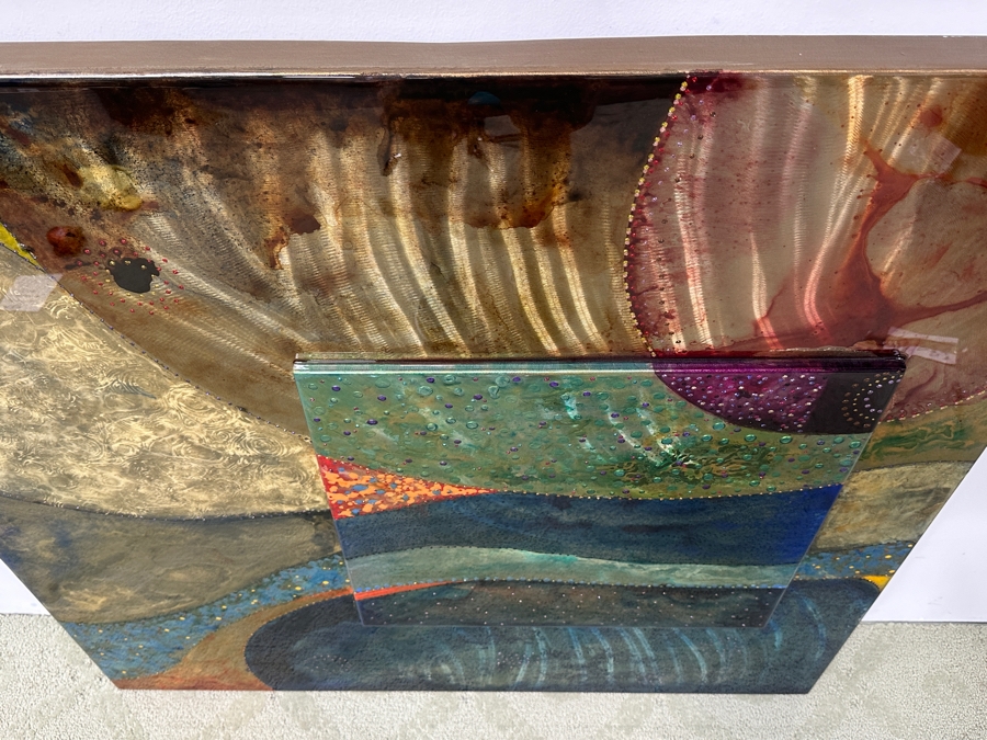 John Douglas (American, Twentieth-Twenty-First Century) Mixed Media On Metal with Resin Titled 'Deco Jewel' 43” x 43” [Photo 8]