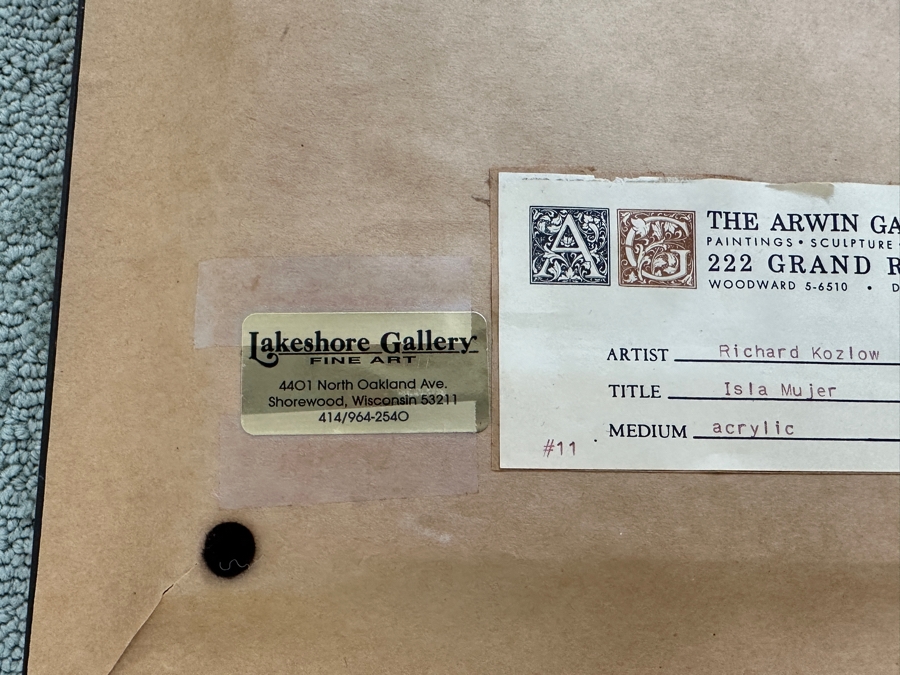 Richard Kozlow (American, 1926-2008) Acrylic on Canvas Titled 'Isla Mujer' 1970 7' x 9' Framed: 12.5' x 14' [Photo 11]