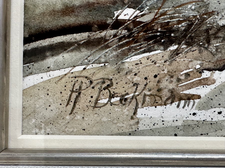 Robert Beckmann (American, b. 1942) Abstract Watercolor on Paper Signed Bottom Left 7.5' x 8' Framed: 16' x 18.5' [Photo 6]