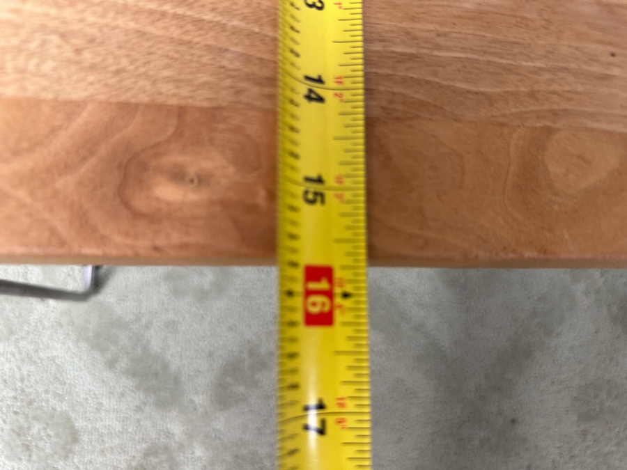 DWR Index Table with Integrated Magazine Holder Solid Walnut Tabletop, Stainless Frame and Leather Pouch 45.5'W x 16'D x 16'H Retail $895 [Photo 6]