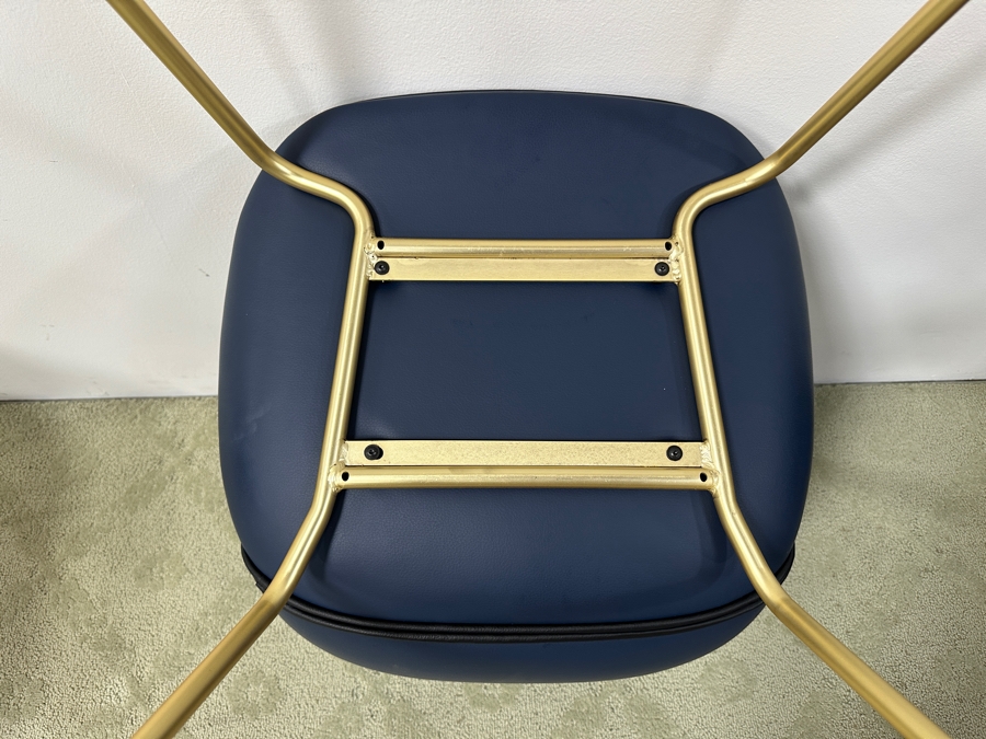 Set of (12) GUBI Navy Leather Beetle Chairs with Brass Metal Base (Only Showing 2 Of The 12 In The Photos) Retail $19,188 ($1,599 Per Chair) [Photo 7]
