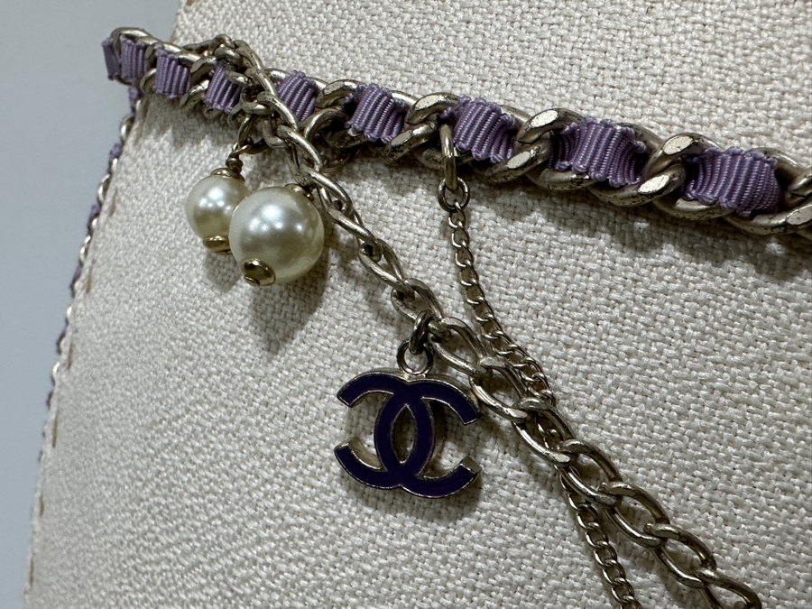 Rare Chanel 'Coco On The Moon' Purple And Gold-Tone Strand Chain Belt [Photo 5]