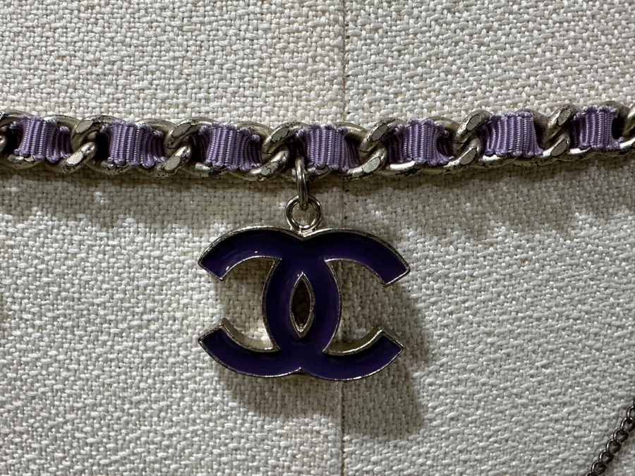Rare Chanel 'Coco On The Moon' Purple And Gold-Tone Strand Chain Belt [Photo 3]
