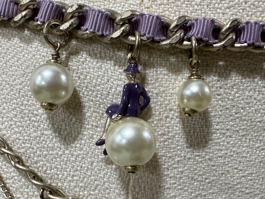 Rare Chanel 'Coco On The Moon' Purple And Gold-Tone Strand Chain Belt [Photo 6]