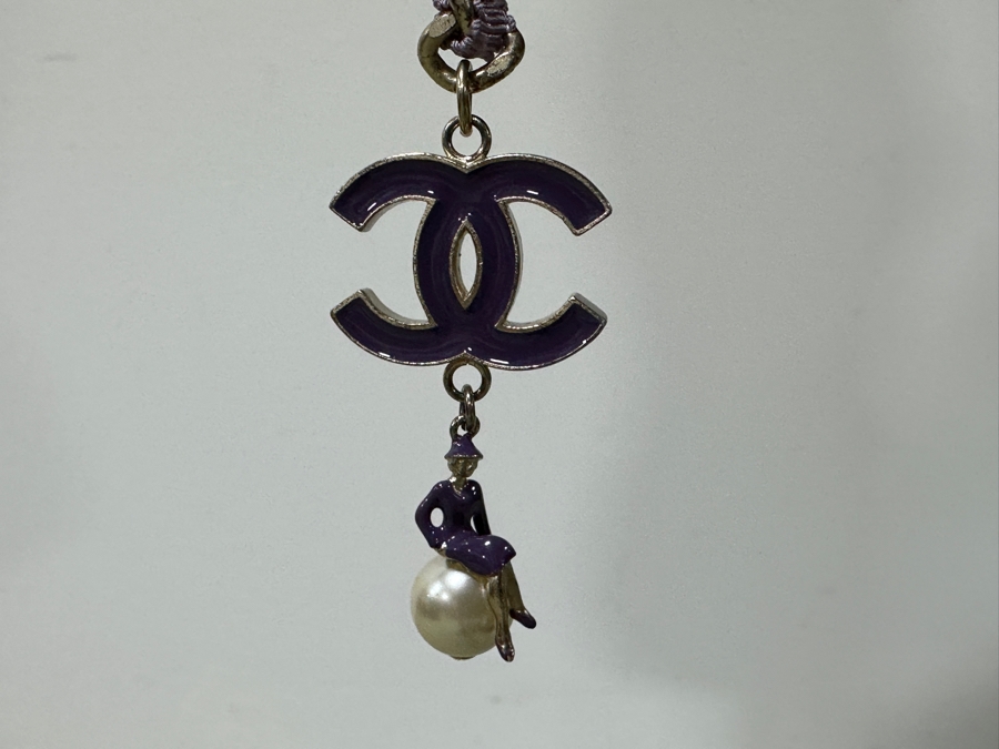 Rare Chanel 'Coco On The Moon' Purple And Gold-Tone Strand Chain Belt [Photo 9]