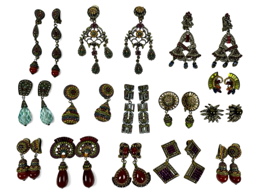 Collection Of (14) Heidi Daus Jewelry Clip-On Earrings