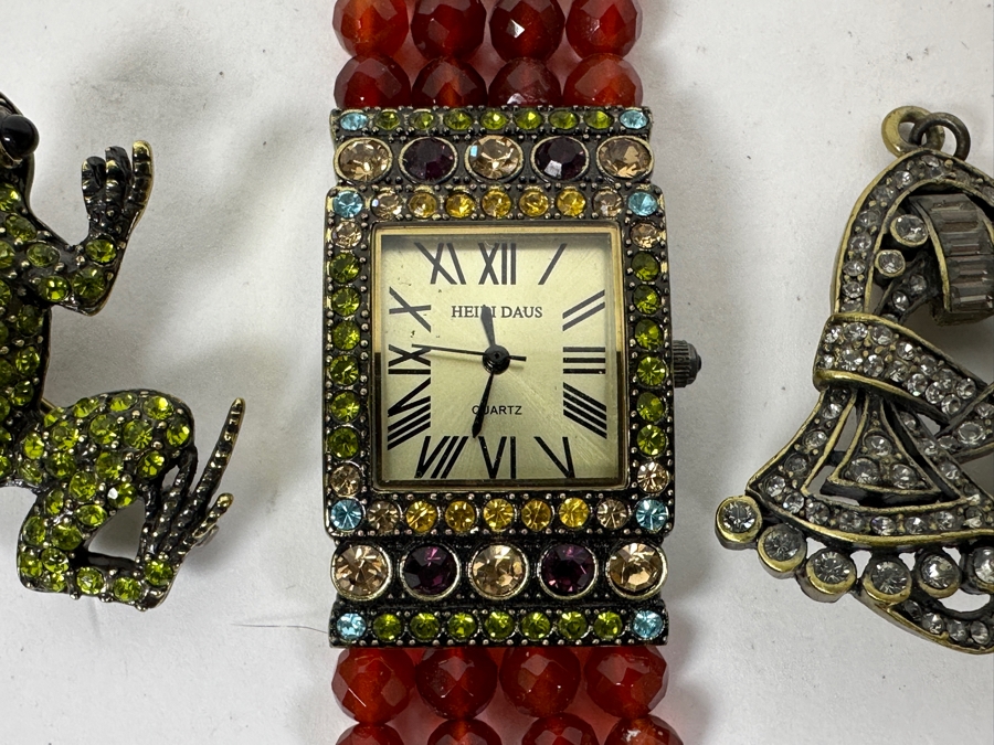 Heidi Daus Jewelry: (1) Quartz Watch And (2) Brooches Pins [Photo 2]