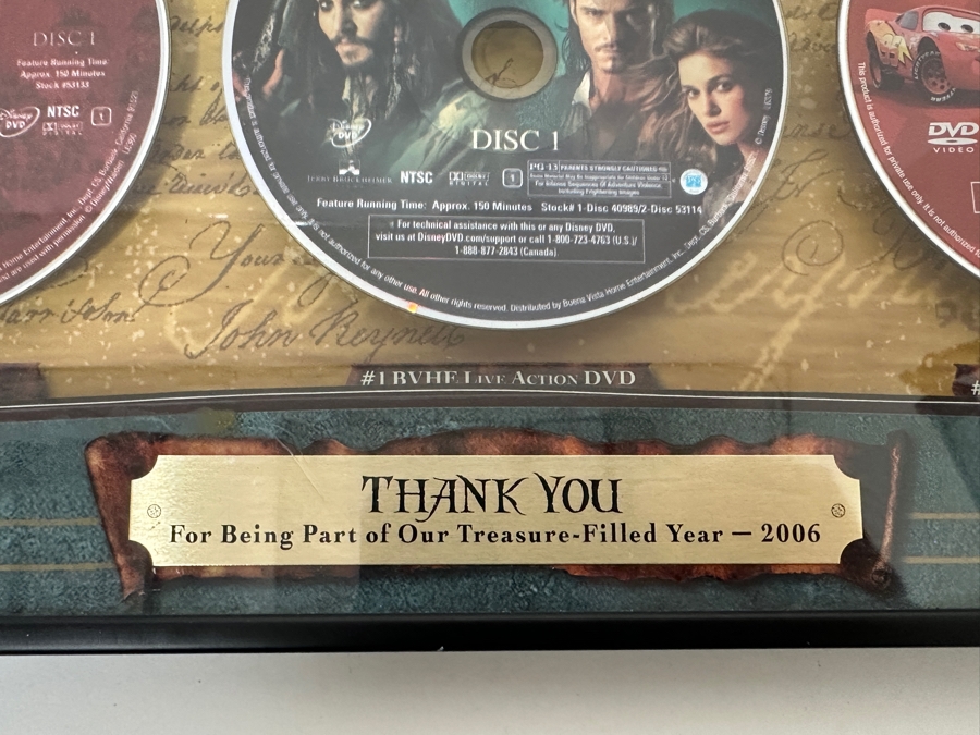 Buena Vista Home Entertainment Limited Edition Commemorative Numbered 123/500 With Dvds Of Disney Pixar Cars, Walt Disney's Pirates Of The Caribbean, The Chronicles Of Narnia, The Little Mermaid, High School Musical, Lost & Grey's Anatomy 18.5 X 19.5 [Photo 10]