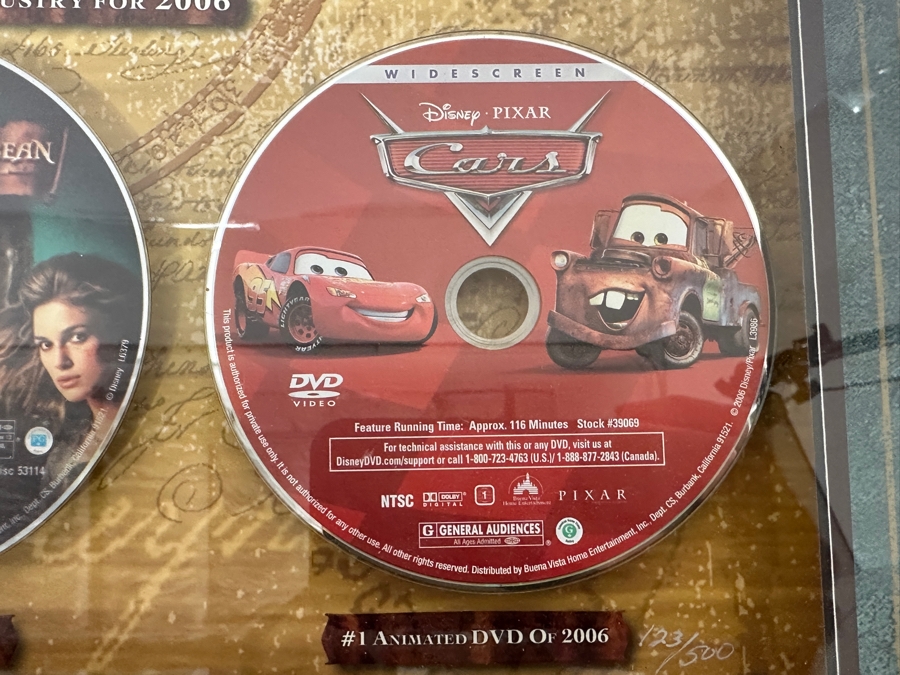 Buena Vista Home Entertainment Limited Edition Commemorative Numbered 123/500 With Dvds Of Disney Pixar Cars, Walt Disney's Pirates Of The Caribbean, The Chronicles Of Narnia, The Little Mermaid, High School Musical, Lost & Grey's Anatomy 18.5 X 19.5 [Photo 4]