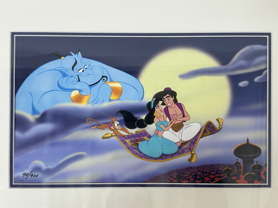 Limited Edition Walt Disney Aladdin Special Edition Lithograph Numbered 90 Of 900 10 X 9