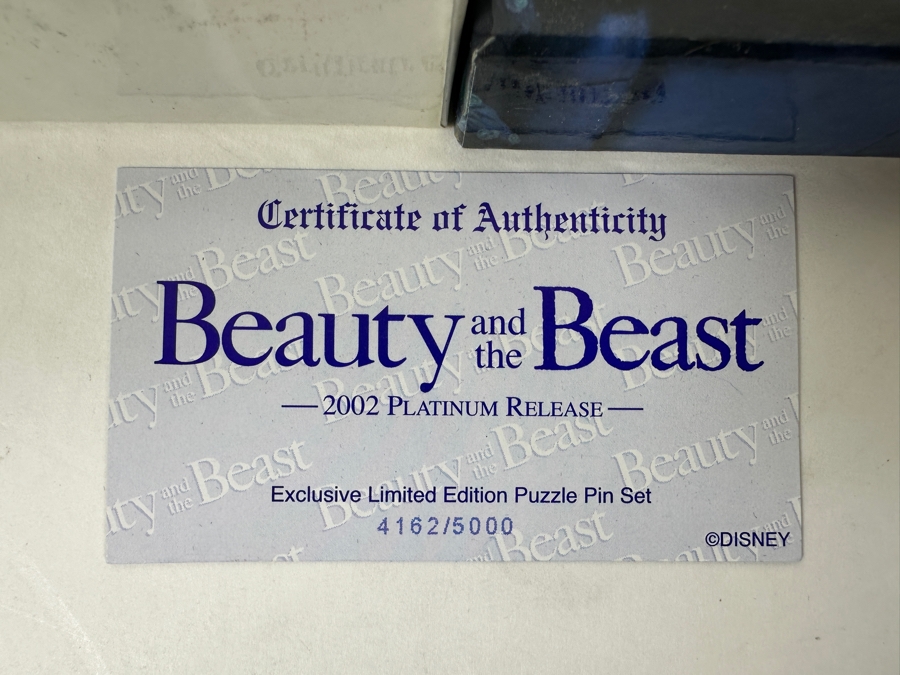Limited Edition 2002 Platinum Release Walt Disney's Beauty And The Beast Special Edition Puzzle Trading Pin Set Numbered 4,162 Of 5,000 With Original Box [Photo 5]