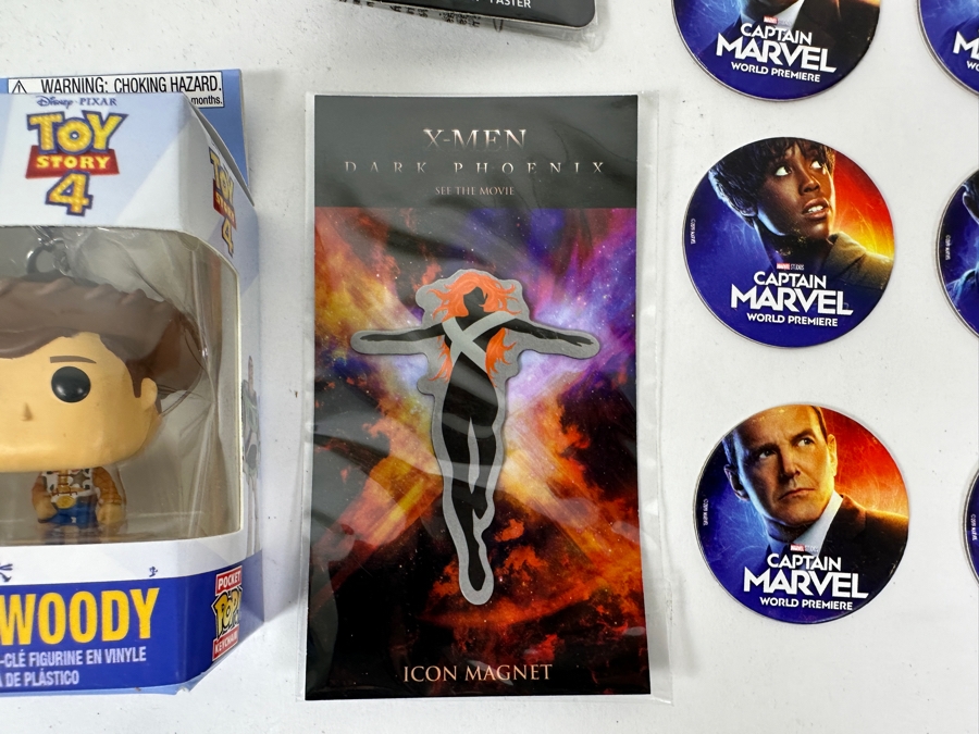 Marvel/Disney Collection Including Captain Marvel Limited Edition Lapel Pin, X-Men Dark Phoenix Keychain, Toy Story 4 Sheriff Woody Pocket Pop Keychain & More [Photo 6]