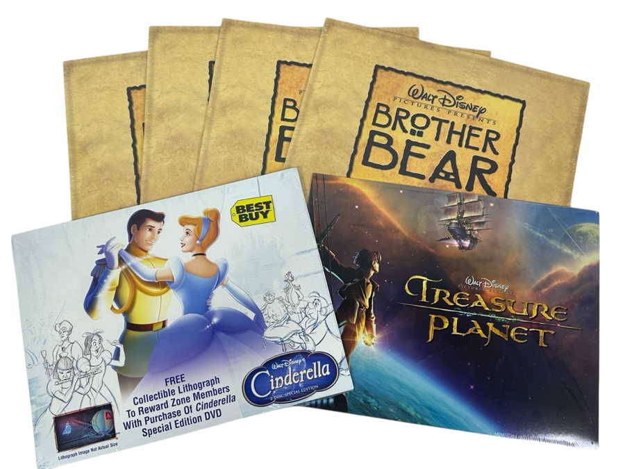 (6) Walt Disney Factory Sealed Lithograph Sets: (1) Cinderella, (1) Treasure Planet And (4) Brother Bear