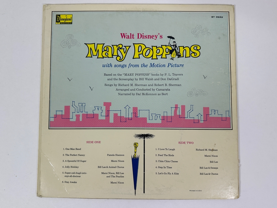 Vintage 1964 Walt Disney's Mary Poppins Disneyland Vinyl Record With Illustrated Book ST 3922 [Photo 10]