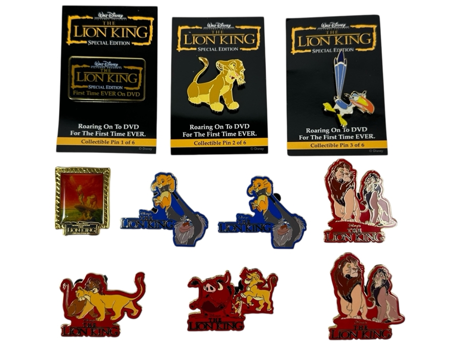 Collection Of (10) Vintage Walt Disney The Lion King Trading Pins