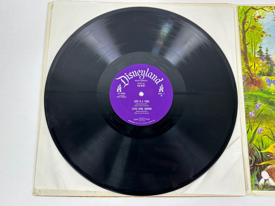 Vintage 1969 Walt Disney's Bambi Disneyland Vinyl Record With Illustrated Book ST 3903 [Photo 13]