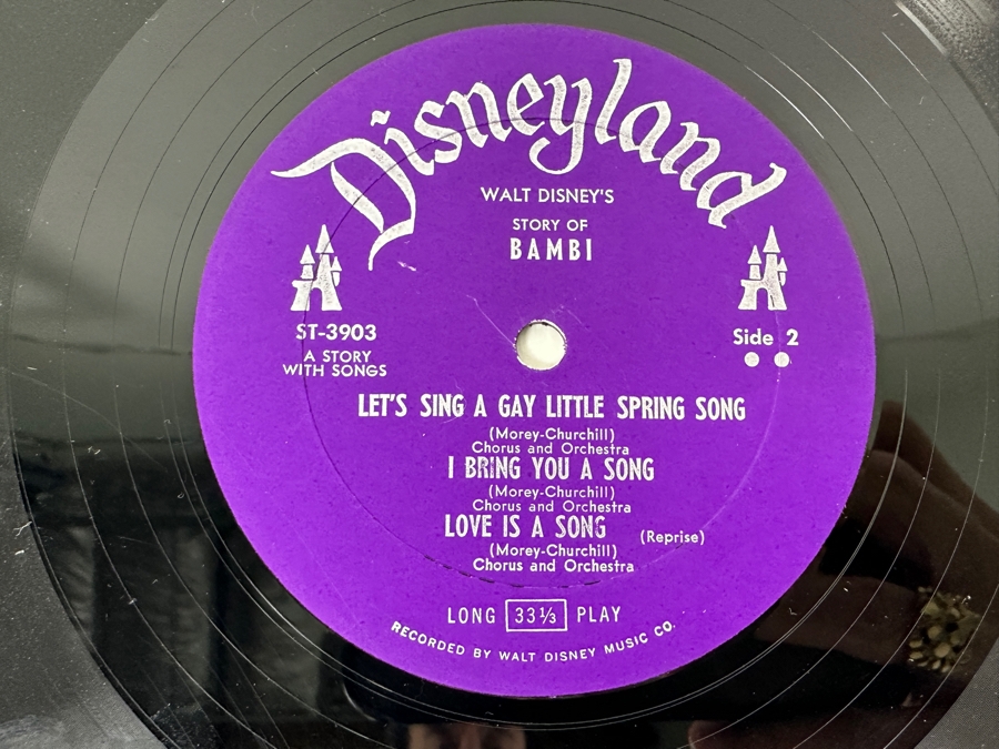 Vintage 1969 Walt Disney's Bambi Disneyland Vinyl Record With Illustrated Book ST 3903 [Photo 16]