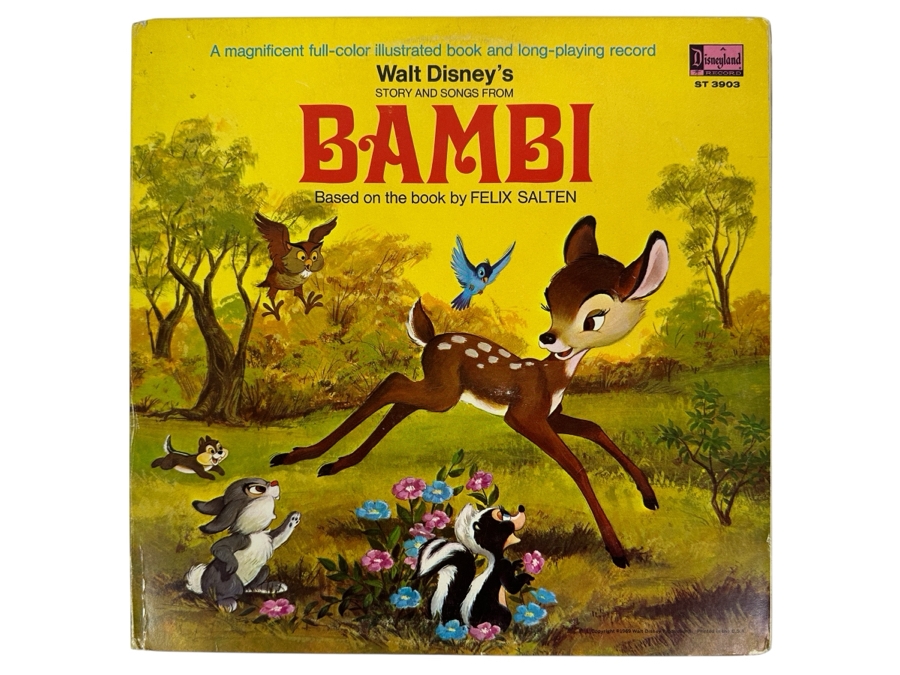 Vintage 1969 Walt Disney's Bambi Disneyland Vinyl Record With Illustrated Book ST 3903