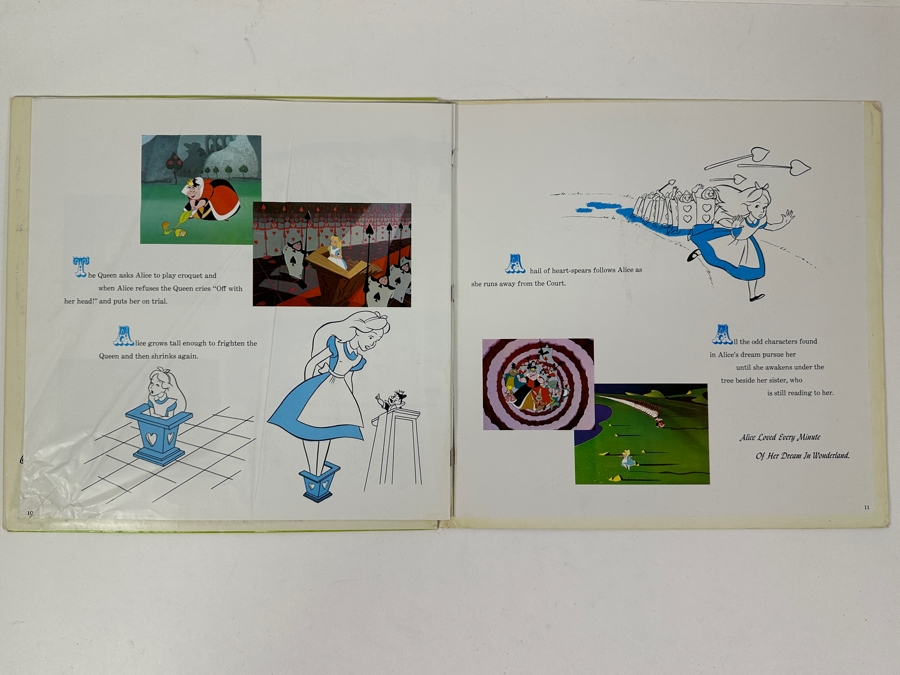 Vintage 1969 Walt Disney's Alice In Wonderland Disneyland Vinyl Record With Illustrated Book ST 3909 [Photo 9]