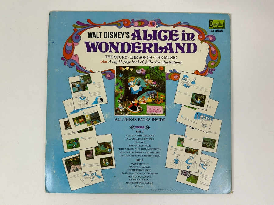 Vintage 1969 Walt Disney's Alice In Wonderland Disneyland Vinyl Record With Illustrated Book ST 3909 [Photo 10]