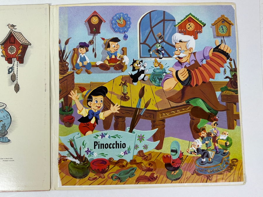 Vintage 1969 Walt Disney's Pinocchio Disneyland Vinyl Record With Illustrated Book ST 3905 [Photo 4]