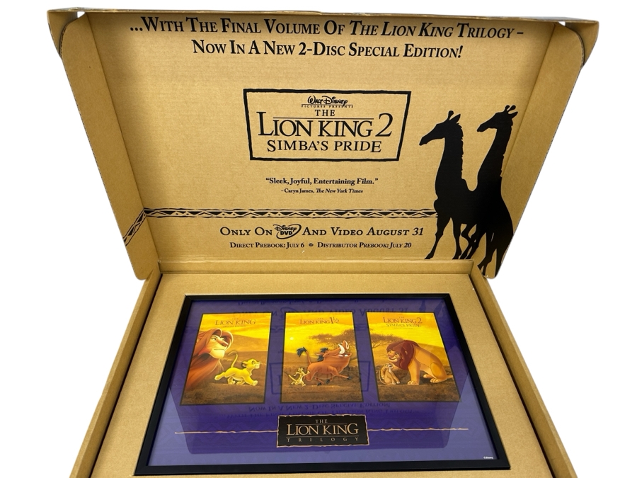 Vintage Movie Promotional Commemorative Lithograph For Walt Disney's The Lion King 2 Simba's Pride 18' X 12' With Original Box