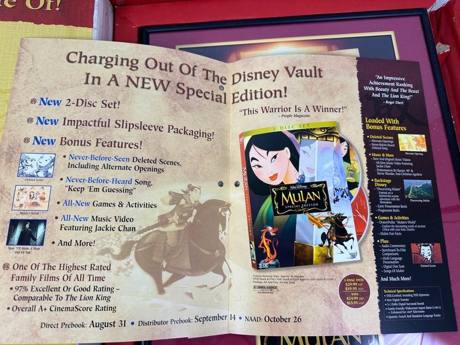 Vintage Movie Promotional Commemorative Lithograph For Walt Disney's Mulan Special Edition 13' X 16' With Original Box [Photo 8]