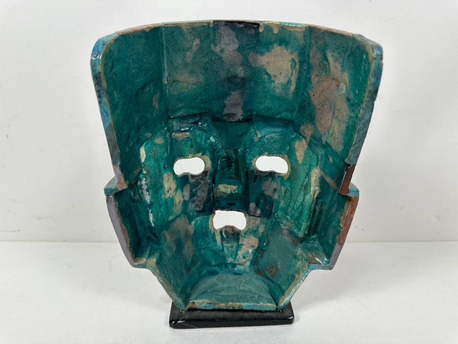 Decorative Mayan Aztec Inspired Mosaic Polished Stone & Shell Mexican Death Mask 6.5W X 8.5H [Photo 4]