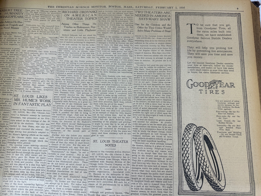 Large Antique Hardbound 1914 & 1916 Christian Science Monitor Historical Newspapers 17.5' X 21.5' [Photo 6]