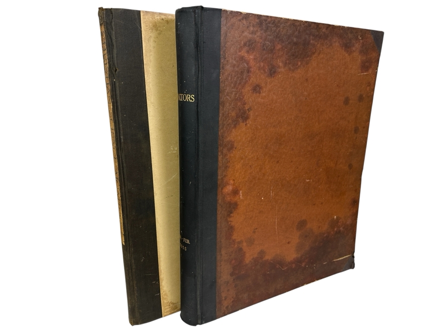 Large Antique Hardbound 1914 & 1916 Christian Science Monitor Historical Newspapers 17.5' X 21.5'