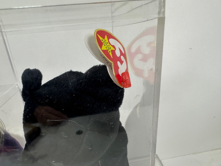 (5) Beanie Baby Collection Featuring: Princess Diana Bear, 'The End' Bear, Mellow The Bear, Peace Bear & Halo The Angel Bear - All With Ty Heart Tags And Acrylic Display Cases [Photo 7]