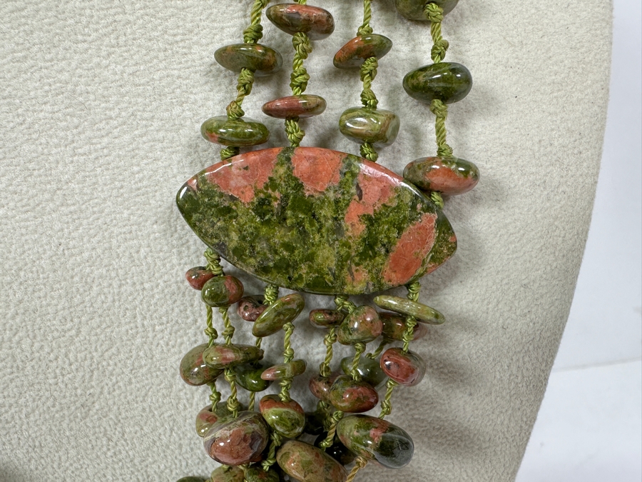 18' Statement Necklace Featuring Unakite Beads And Pendants [Photo 2]