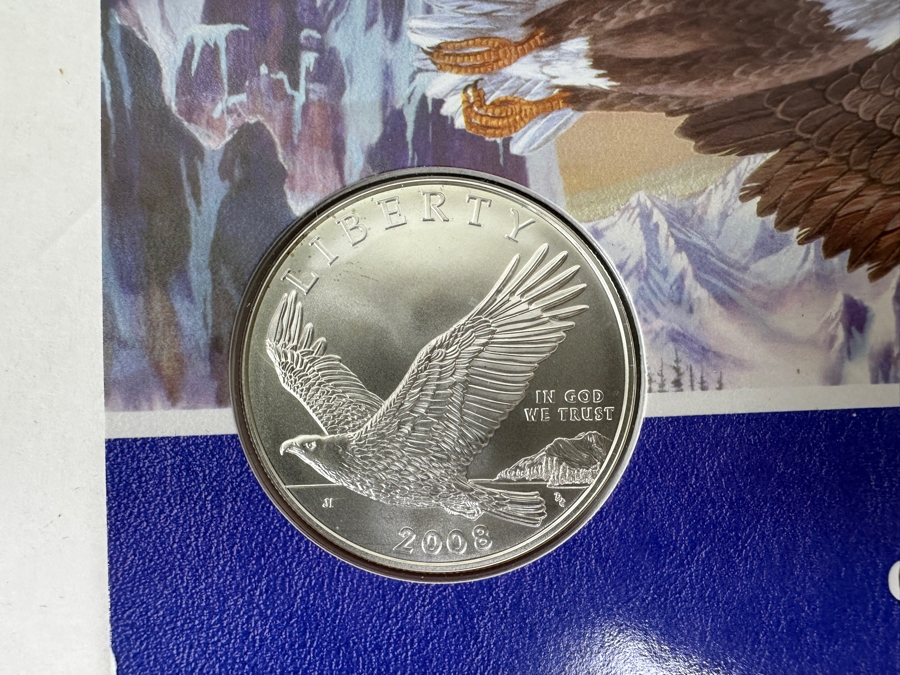 (1) 2008 United States Mint Uncirculated Bald Eagle Commemorative Silver Dollar Coin And Medal Set And (1) Bald Eagle Young Collector's Set Featuring A Half-Dollar Commemorative Coin [Photo 3]