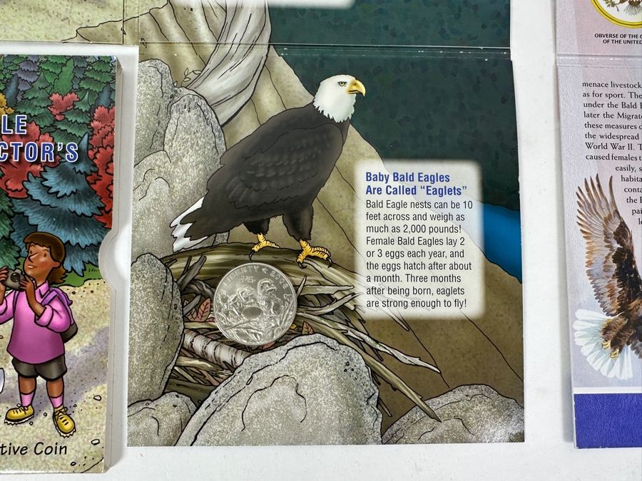 (1) 2008 United States Mint Uncirculated Bald Eagle Commemorative Silver Dollar Coin And Medal Set And (1) Bald Eagle Young Collector's Set Featuring A Half-Dollar Commemorative Coin [Photo 8]