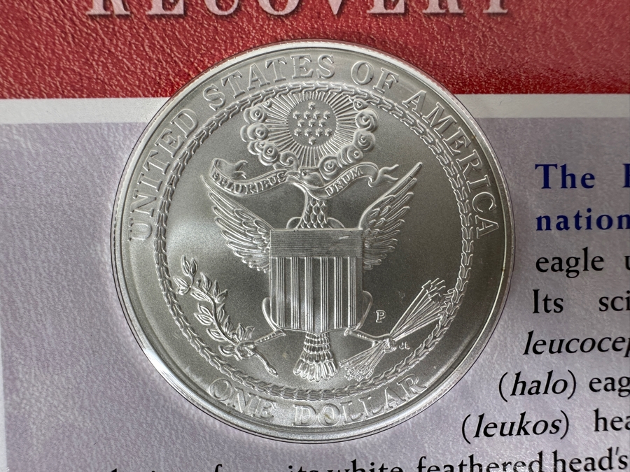 (1) 2008 United States Mint Uncirculated Bald Eagle Commemorative Silver Dollar Coin And Medal Set And (1) Bald Eagle Young Collector's Set Featuring A Half-Dollar Commemorative Coin [Photo 6]