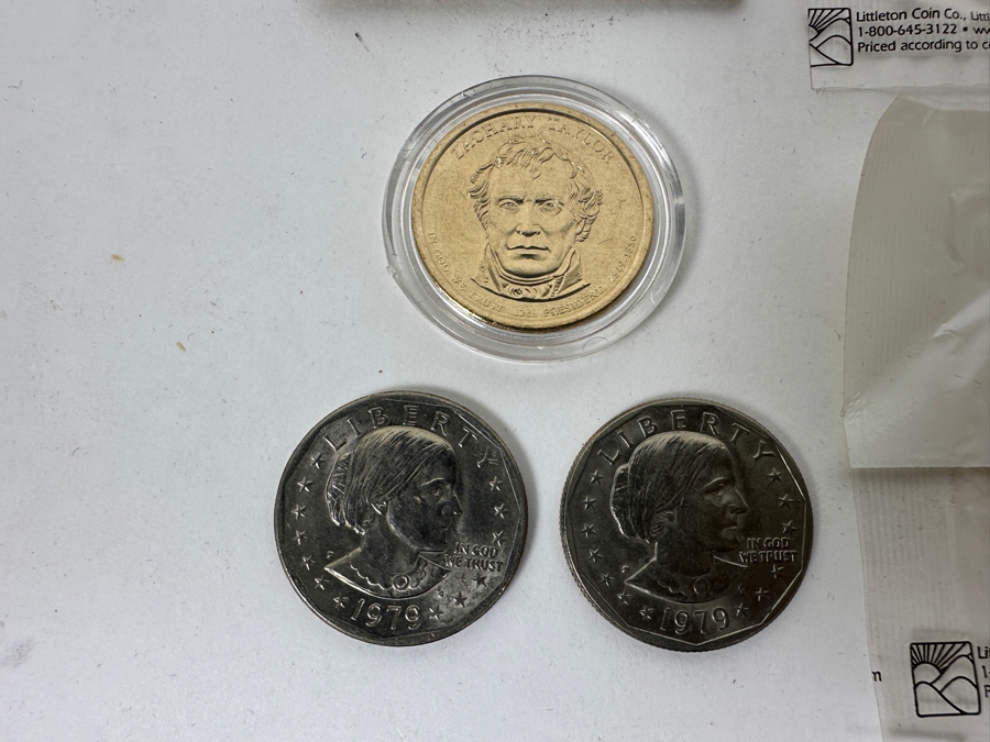 Various Coins Including Uncirculated Kennedy Half Dollars: 2003 D & 2003 P, (2) 1979 Susan B. Anthony Dollars, (1) 2009 Zachary Taylor Presidential $1 Coin, (2) Bicentennial Quarters & (1) 1910 Liberty Head V Nickel [Photo 6]