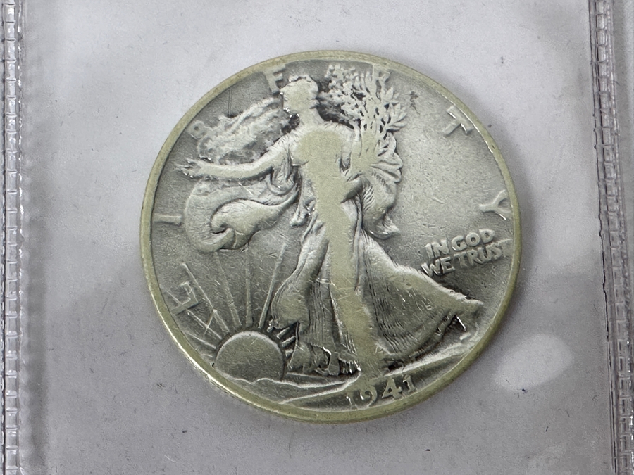 Silver Coins: (2) Liberty Standing Silver Half Dollars: 1941 & 1942, (2) Silver Quarters: 1943 & 1952, (3) Silver Roosevelt Dimes: 1947, 1964 & 1951 & (1) 1942 S Silver Nickel [Photo 3]