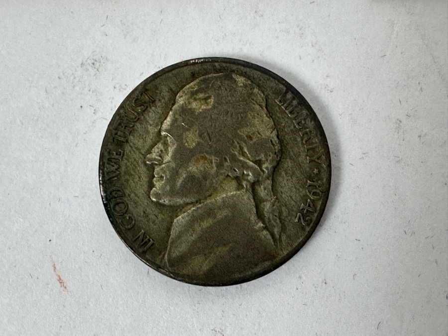 Silver Coins: (2) Liberty Standing Silver Half Dollars: 1941 & 1942, (2) Silver Quarters: 1943 & 1952, (3) Silver Roosevelt Dimes: 1947, 1964 & 1951 & (1) 1942 S Silver Nickel [Photo 6]