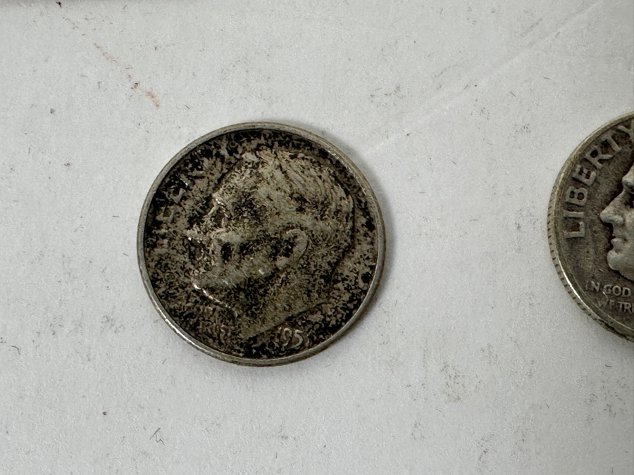 Silver Coins: (2) Liberty Standing Silver Half Dollars: 1941 & 1942, (2) Silver Quarters: 1943 & 1952, (3) Silver Roosevelt Dimes: 1947, 1964 & 1951 & (1) 1942 S Silver Nickel [Photo 8]