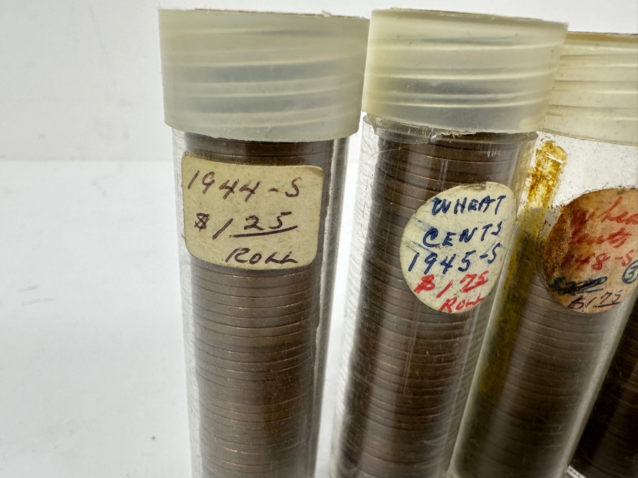 (6) Collection Of Rolls Of Wheat Cents Lincoln Pennies From 1944 S, 1945 S, 1948 S, 1949 S, 1953 P And Roll Of Unknown Years [Photo 3]