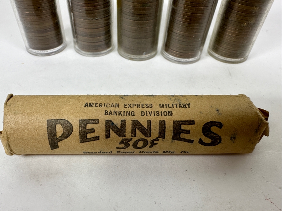 (6) Collection Of Rolls Of Wheat Cents Lincoln Pennies From 1944 S, 1945 S, 1948 S, 1949 S, 1953 P And Roll Of Unknown Years [Photo 7]