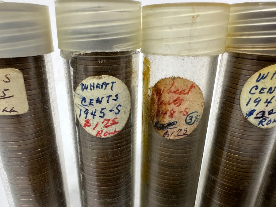 (6) Collection Of Rolls Of Wheat Cents Lincoln Pennies From 1944 S, 1945 S, 1948 S, 1949 S, 1953 P And Roll Of Unknown Years [Photo 4]