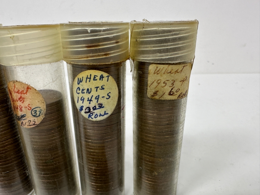 (6) Collection Of Rolls Of Wheat Cents Lincoln Pennies From 1944 S, 1945 S, 1948 S, 1949 S, 1953 P And Roll Of Unknown Years [Photo 5]