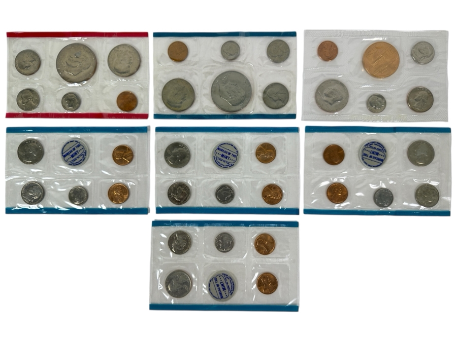 (7) Uncirculated United States Mint Coin Sets: (2) 1968, (1) 1969, (1) 1970, (1) 1977, (1) 1978 And (1) 1978 D
