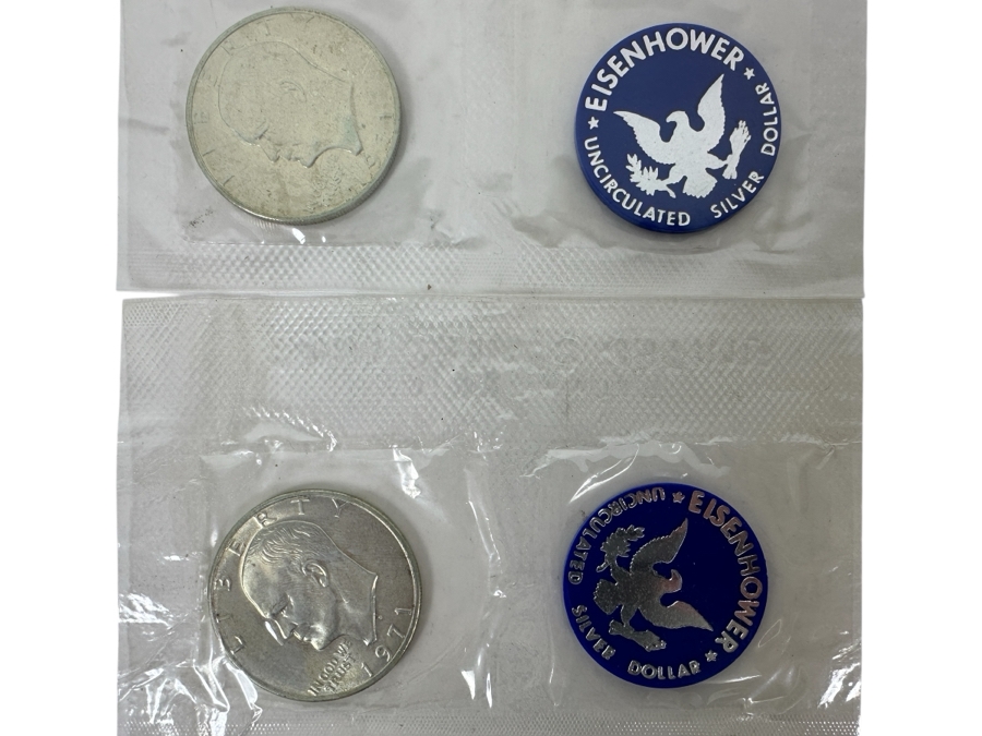 Pair Of Uncirculated 1971 S Eisenhower Silver Dollars
