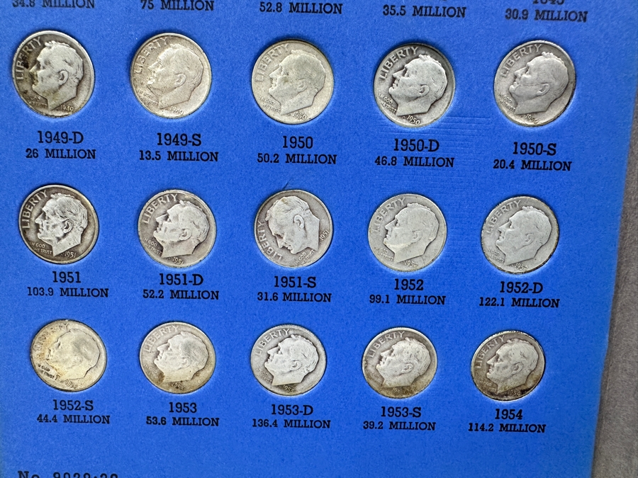 (64) Roosevelt Dime Collection: (48) Silver Dimes Starting From 1946-1964 Plus (16) Clad Coinage Dimes Starting From 1965-1974 [Photo 4]