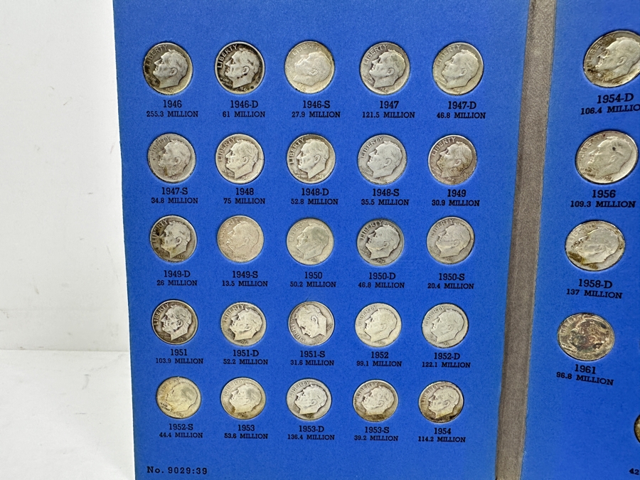 (64) Roosevelt Dime Collection: (48) Silver Dimes Starting From 1946-1964 Plus (16) Clad Coinage Dimes Starting From 1965-1974 [Photo 2]